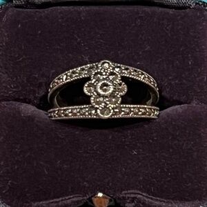 Vintage Sterling Silver Marcasite Ring Size 6